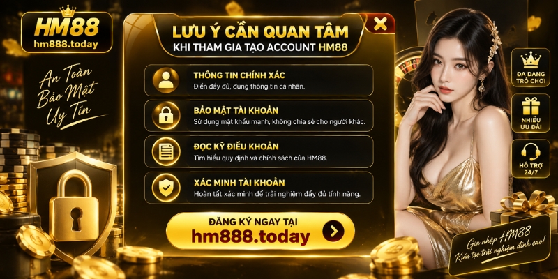 Lưu ý cần quan tâm khi tham gia tạo account HM88