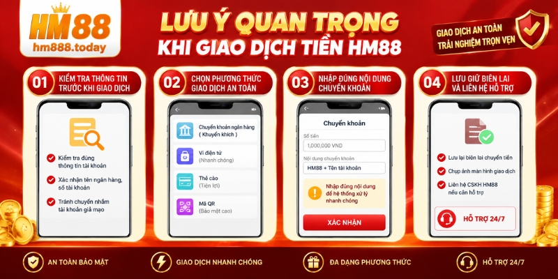 Lưu ý quan trọng khi giao dịch tiền HM88